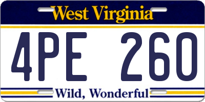 WV license plate 4PE260