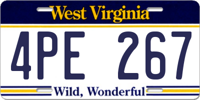 WV license plate 4PE267