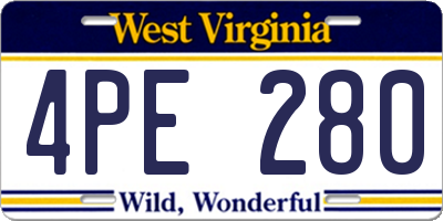 WV license plate 4PE280