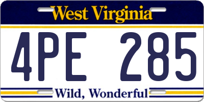 WV license plate 4PE285