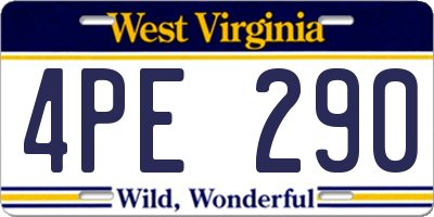WV license plate 4PE290