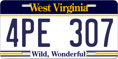 WV license plate 4PE307
