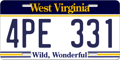 WV license plate 4PE331