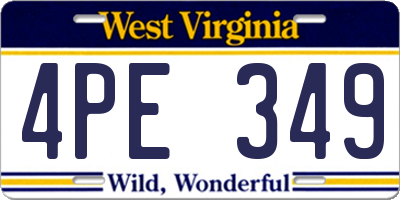 WV license plate 4PE349