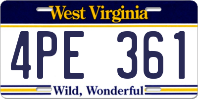 WV license plate 4PE361