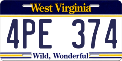 WV license plate 4PE374