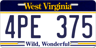 WV license plate 4PE375