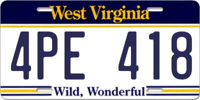 WV license plate 4PE418