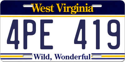 WV license plate 4PE419