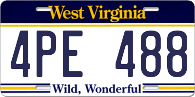 WV license plate 4PE488