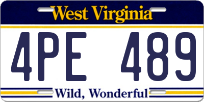 WV license plate 4PE489