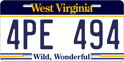 WV license plate 4PE494