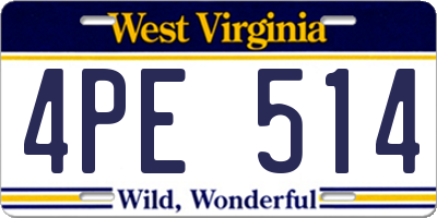 WV license plate 4PE514