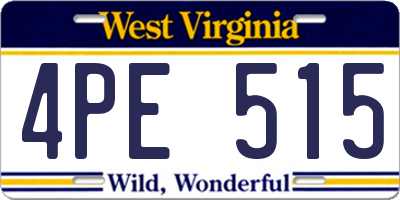 WV license plate 4PE515