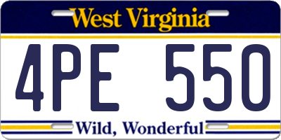 WV license plate 4PE550