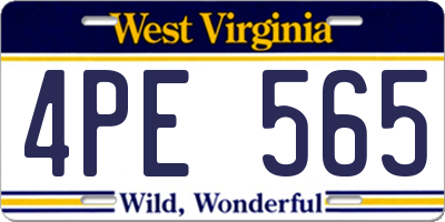 WV license plate 4PE565