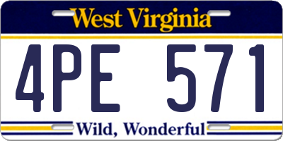WV license plate 4PE571