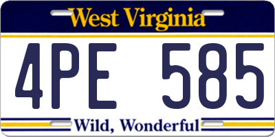 WV license plate 4PE585