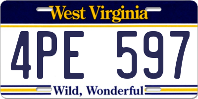 WV license plate 4PE597