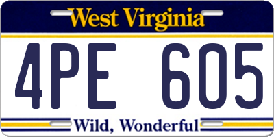 WV license plate 4PE605