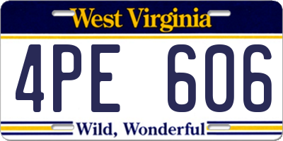 WV license plate 4PE606