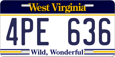 WV license plate 4PE636