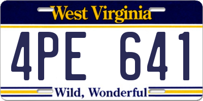 WV license plate 4PE641