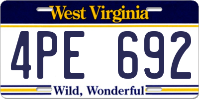 WV license plate 4PE692