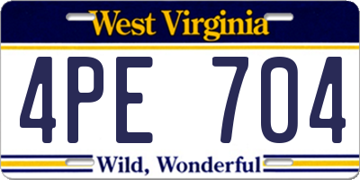WV license plate 4PE704