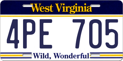 WV license plate 4PE705