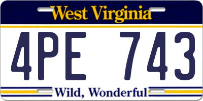 WV license plate 4PE743