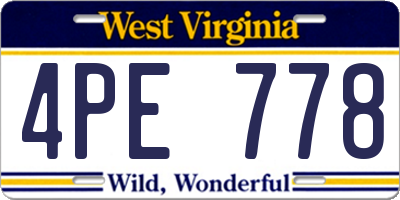 WV license plate 4PE778