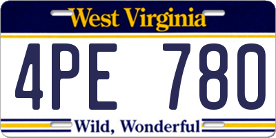 WV license plate 4PE780