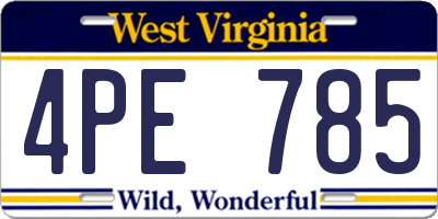 WV license plate 4PE785