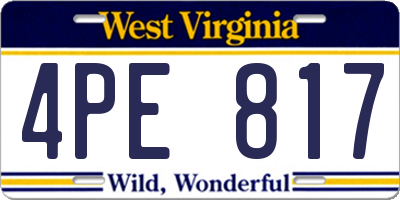 WV license plate 4PE817
