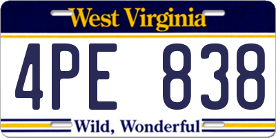 WV license plate 4PE838