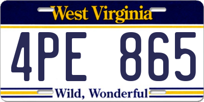 WV license plate 4PE865