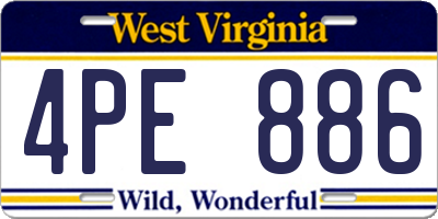 WV license plate 4PE886