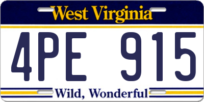WV license plate 4PE915