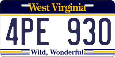 WV license plate 4PE930