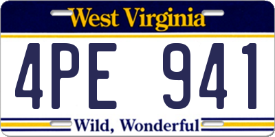 WV license plate 4PE941