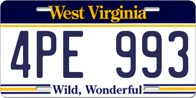 WV license plate 4PE993
