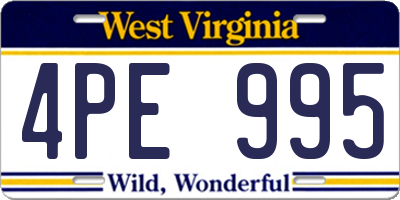 WV license plate 4PE995