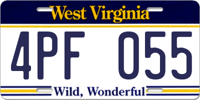 WV license plate 4PF055