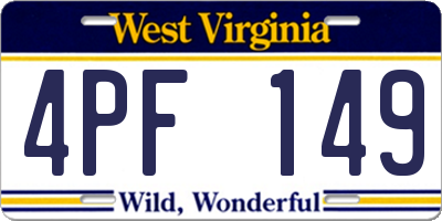 WV license plate 4PF149