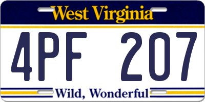 WV license plate 4PF207