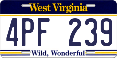 WV license plate 4PF239