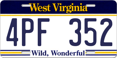 WV license plate 4PF352