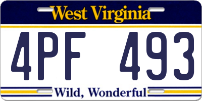 WV license plate 4PF493