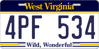WV license plate 4PF534
